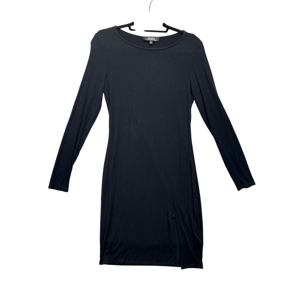 Lulu's Dress Women‎ M Black LS Midi Pull-on Bodycon Stretch Classic Capsule USA